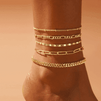 Ankle Bracelets for Women, 14K Gold Jewelry Set Waterproof Layered Cuban Figaro Link Chain Anklets Set Gold Anklets Summer Boho Beach Jewelry Gift Adjustable Size - Image 2