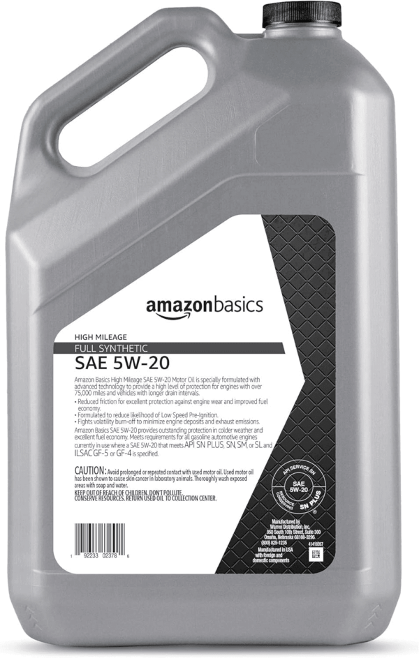High Mileage Motor Oil, Full Synthetic, SN Plus, 5W-20, 5 Quart - Image 2