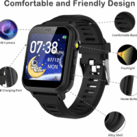 Smart Watch for Kids, Smart Watch Toys with 24 Games Camera Video Recorder Music Alarm Calculator Calendar Flashlight Stopwatch Pedometer Gift Toys for 3-12 Years Old Boys and Girls (Black) - Image 2