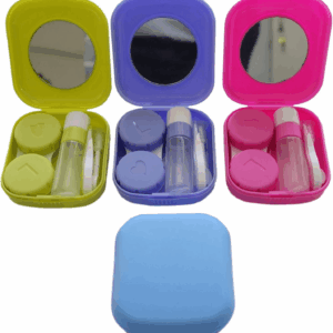 4 Pack Colorful Contact Lens Case Kit with Mirror Durable, Compact, Portable Soak Storage Kit