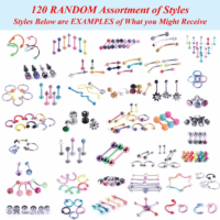 156PC Body Piercing Kit - 14G 16G 18G 20G - Belly Ring Nose Septum Tragus Ear Cartilage Industrial - Horseshoe Ring Hoop Barbell Stud Spike - Random Mix Jewelry - Image 4