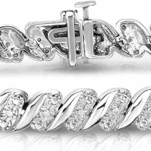 1/4 Cttw Wave Link Diamond Tennis Bracelet for Women in 925 Sterling Silver Color I-J/Clarity I2-I3