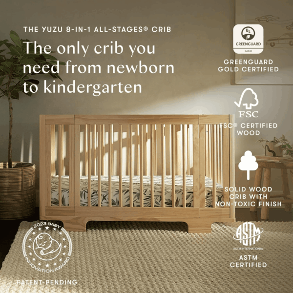 Yuzu 8-In-1 Convertible All-Stages Crib - Conversion Kits for Bassinet, Midi Baby Crib to Toddler Bed, Daybed, Full-Size Crib & Baby Bed - Portable & Adjustable - GREENGUARD Gold Certified - Image 2