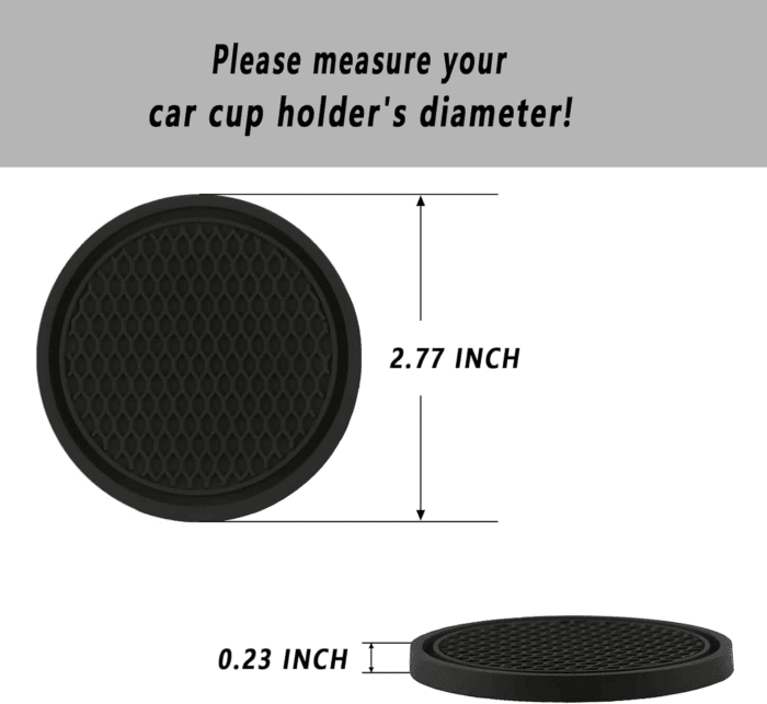Car Cup Coaster, 4PCS Universal Auto Non-Slip Cup Holder Embedded in Ornaments Silicone Coaster, Car Interior Accessories Sets, Black - Image 4