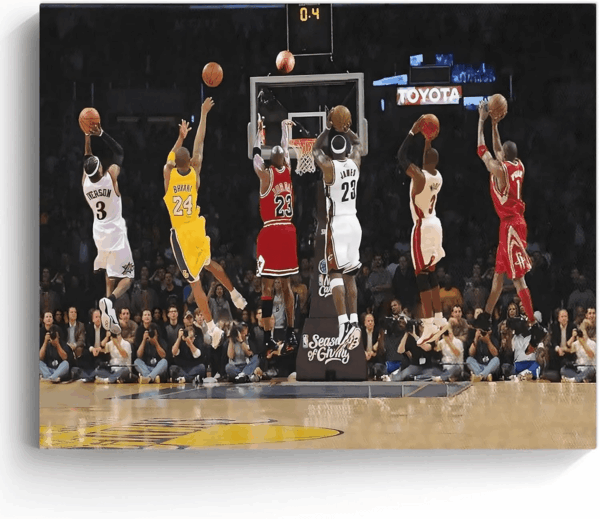 Basketball Legends Canvas Wall Art Print Poster, Iconic Sports Stars Shooting Inspirational Picture, Motivational Photography Wall Decor for Gym Dorm Home Office Living Room Bedroom, Framed 11X14Inch - Image 9