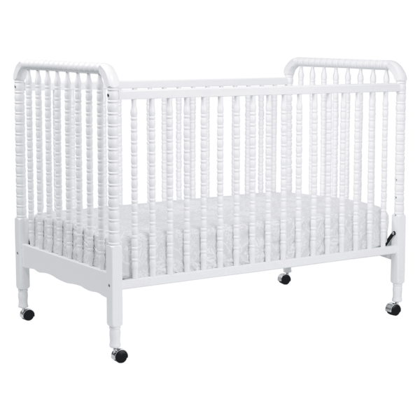 Jenny Lind 3-In-1 Convertible Baby Crib - GREENGUARD Gold Certified Portable Crib - Convertible Crib to Toddler Bed and Daybed - 4 Adjustable Heights - Easy to Assemble White Wooden Crib