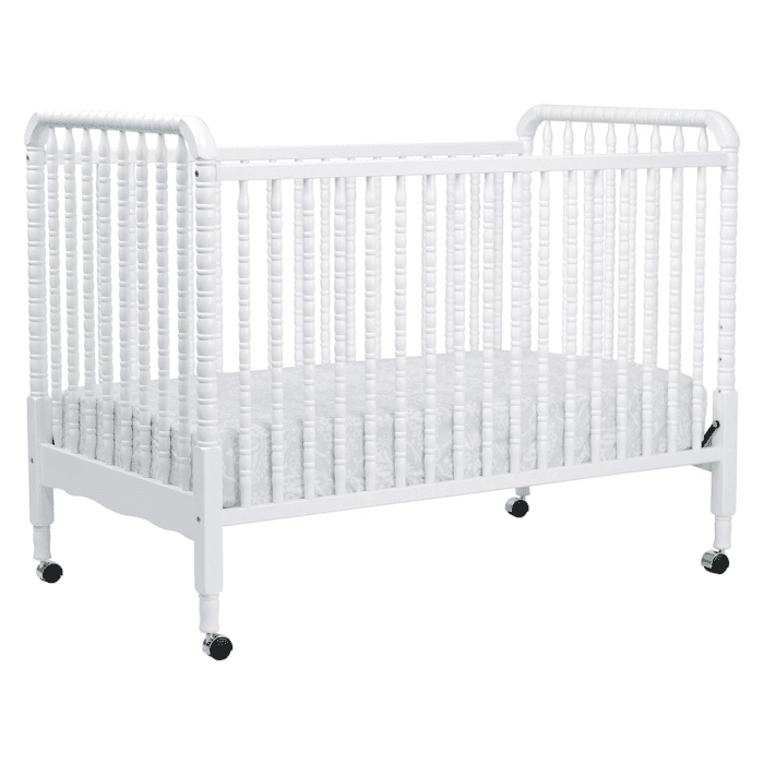 Jenny Lind 3-In-1 Convertible Baby Crib - GREENGUARD Gold Certified Portable Crib - Convertible Crib to Toddler Bed and Daybed - 4 Adjustable Heights - Easy to Assemble White Wooden Crib