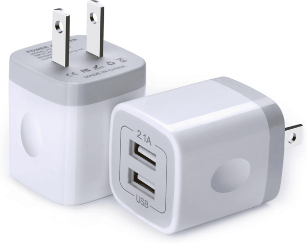 USB Wall Charger,  2Pack Dual Port 2.1Amp Fast Brick Base Adapter Charging Block Charger Cube Plug Box for Iphone 16E 16 Pro Max 15 14 13 12 11 Pro X 6 6S 7 8 Plus, Ipad, Samsung, Android