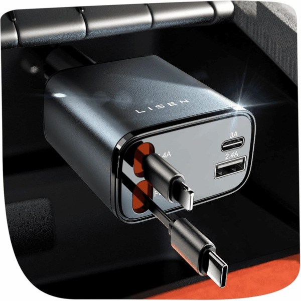Retractable Car Charger [69W USB C Car Accessories Adapter ] for Iphone 16 USB C Charger Fast Charging, Ford Travel Essentials Gifts for Women Men, Road Trip Essentials for Iphone 16 15 14 13 12