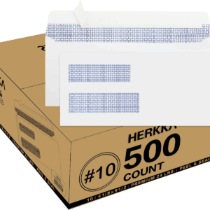 500 Pack #10 Double Window Security Self-Seal Envelopes - Suitable Size for Multiple Business Statements, Quickbooks Invoices, and Return Envelopes, Size 4-1/8 X 9-1/2 - White - 24 LB