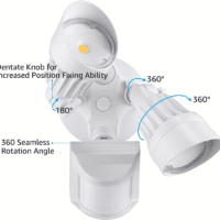 COB LED Security Light, Motion Sensor Flood Lights Outdoor, Aluminum, 3 Modes Motion Detector+Dusk to Dawn+Switch Control, 100-277V, Adjustable 2-Head, IP65, 3000K Warm White, ETL, White - Image 4