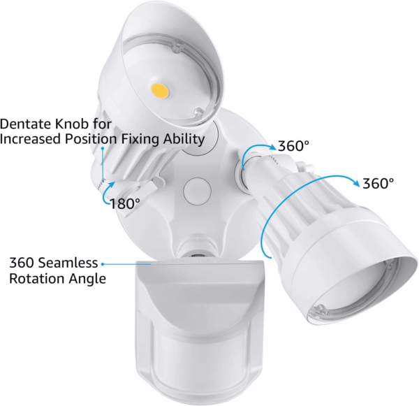 COB LED Security Light, Motion Sensor Flood Lights Outdoor, Aluminum, 3 Modes Motion Detector+Dusk to Dawn+Switch Control, 100-277V, Adjustable 2-Head, IP65, 3000K Warm White, ETL, White - Image 4