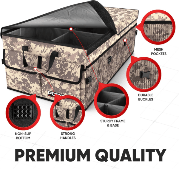 Car Trunk Organizer, Collapsible Multi Compartment SUV Organizer, Foldable Storage for Car Accessories for Women Men, 600D Oxford, Non Slip Bottom, Securing Straps, Soft Cover (85L) - Image 2