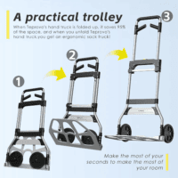 Folding Hand Truck Dolly Cart,340Lb Capacity Portable Aluminum Dolly Cart with Telescoping Handle and 7 Inch Rubber Wheels for Moving,Shopping,Travel,Office Use - Image 4