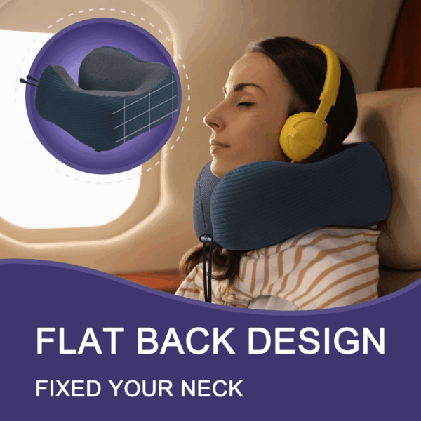 Neck Pillow for Traveling, Upgraded Travel Neck Pillow for Airplane 100% Pure Memory Foam Travel Pillow for Flight Headrest Sleep, Portable Plane Accessories, Deep Blue Set, Medium (120-200LB) - Image 4