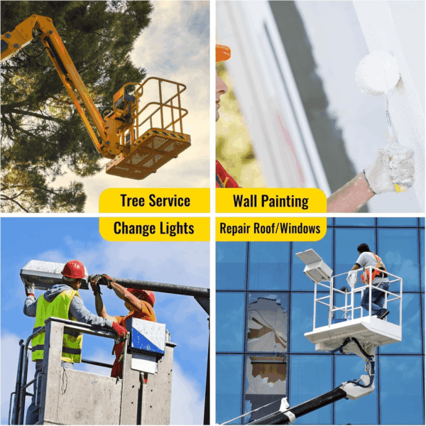 Forklift Safety Cage 36''X36'' Heavy Duty Steel Forklift Work Platform 1150LBS Capacity with 4 Universal Wheels Collapsible Lift Basket Aerial Rails Aerial Platform, Yellow - Image 7