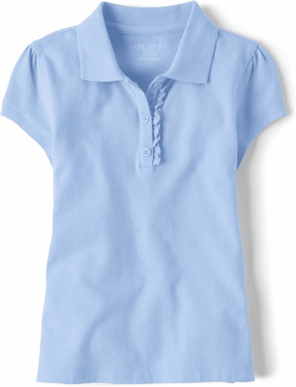 Girls' Short Sleeve Ruffle Pique Polo