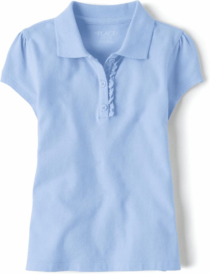 Girls' Short Sleeve Ruffle Pique Polo