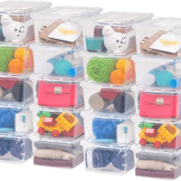 USA 6 Qt Clear Plastic Storage Bins with Lids, Bpa-Free Stackable Containers for Organizing Shoes, Closet Shelves, Classroom & Teacher Supplies, Game Storage, 20 Pack