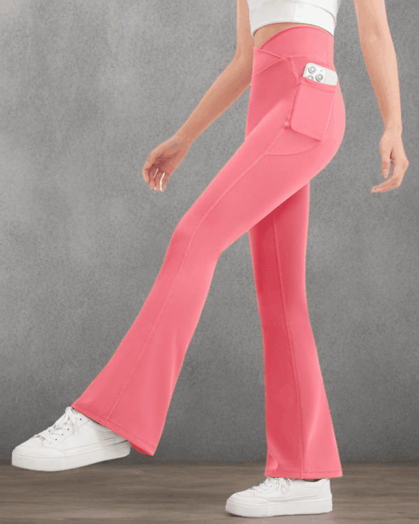 Girls Flare Leggings Kids Bell Bottom Cross High Waisted Dance Yoga Flared Pants - Image 7