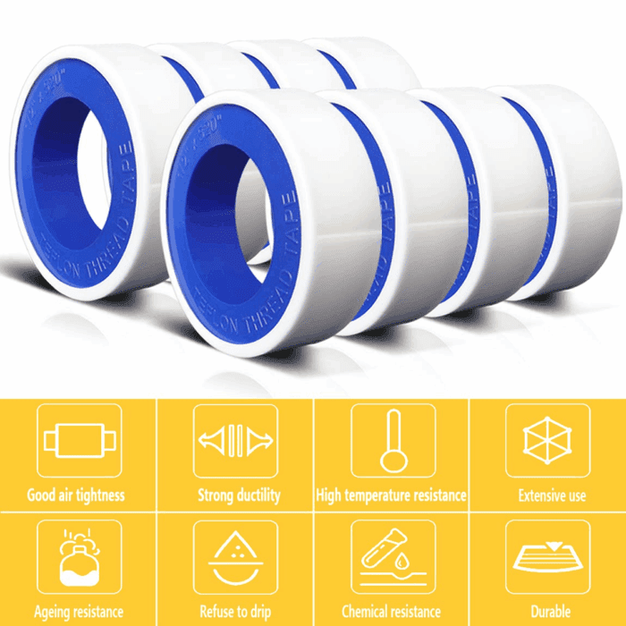 8 Rolls 1/2 Inch(W) X 520 Inches(L) Teflon Tape,For Plumbers Tape,Ptfe Tape,Water Pipe Sealing Tape,Plumbing Tape,Sealant Tape,Thread Seal Tape for Shower Head,Duct Tape,White - Image 4