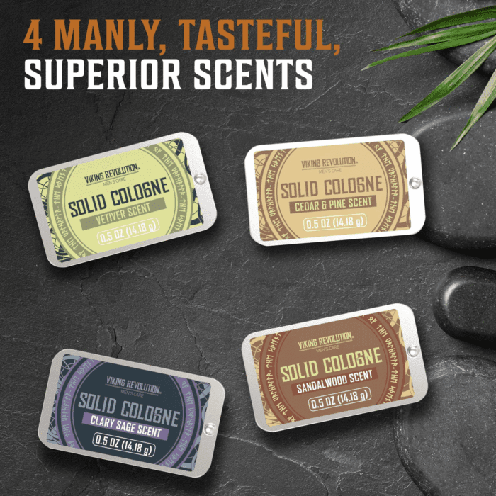 4 Pack Mens Solid Colognes Men 0.5 Oz - Men Solid Perfume with Cedar Wood, Clary Sage, Vetiver, Sandalwood Cologne for Men - Balm Cologne for Mens Cologne Balm Travel Cologne Wax - Image 2