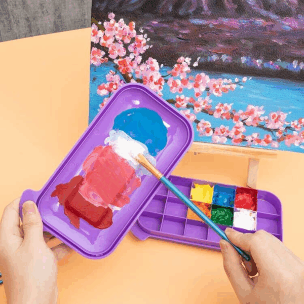 Paint Brush Cleaner, Paint Brush Holder and Organizers with Palette for Acrylic, Watercolor, and Water-Based Paints (Purple) - Image 4