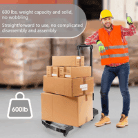 Folding Hand Truck, Portable Heavy Duty Dolly, 6 Wheels Collapsible Luggage Cart with 2 Elastic Ropes - Compact Trolley for Easy Moving - Ideal Hand Cart for Travel and More - Image 5
