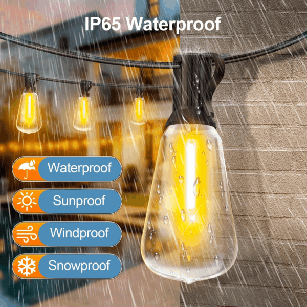 Outdoor String Led Patio Lights - 100Ft 30M outside Waterproof Light with Remote Dimmable ST38 Shatterproof Bulb Connectable Hanging Outdoor Electric Lighting for Backyard Yard Gazebo Porch Party - Image 6