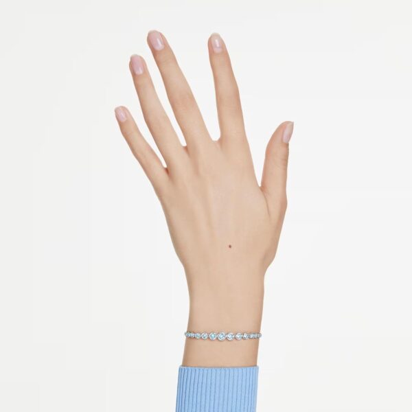 Imber Tennis Bracelet, Mixed round Cuts, Blue, Rhodium Finish - Image 7
