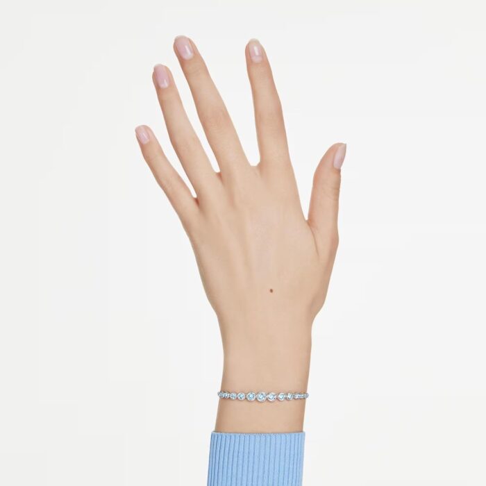 Imber Tennis Bracelet, Mixed round Cuts, Blue, Rhodium Finish - Image 7