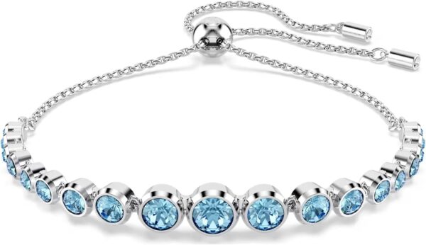 Imber Tennis Bracelet, Mixed round Cuts, Blue, Rhodium Finish