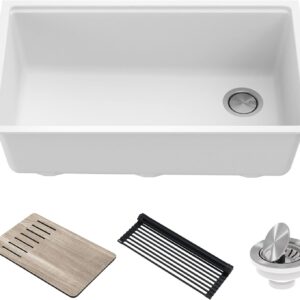 Kitchen Sink Bellucci 32” Undermount Workstation Granite, Metallic White, Accessories, KGUW1-33WH