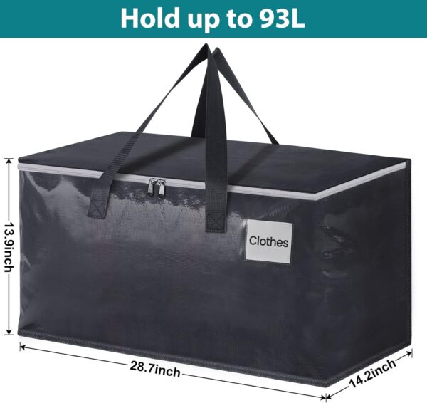 Moving Boxes Heavy Duty Moving Bags with Strong Zippers and Handles Collapsible Moving Supplies, Storage Totes for Packing & Moving Storing 93L,8-Pack - Image 3