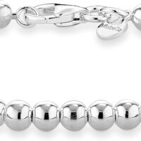 925 Sterling Silver Italian Handmade 4Mm Bead Ball Strand Chain Bracelet for Women, Made in Italy