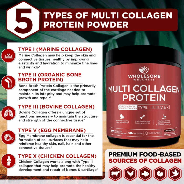 Multi Collagen Protein Powder Hydrolyzed (Type I II III V X) Grass-Fed All-In-One Super Bone Broth + Peptides - Premium Blend of Beef, Chicken, Wild Fish, Eggshell, 58 Servings - Image 5