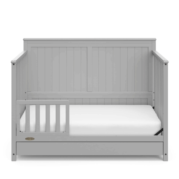 Hadley 5-In-1 Convertible Crib with Drawer (Pebble Gray) – GREENGUARD Gold Certified, Crib with Drawer Combo, Full-Size Nursery Storage Drawer, Converts to Toddler Bed, Daybed - Image 15
