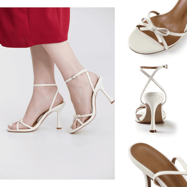 Women'S Bow Heels 4 in Stiletto Heeled Sandals for Women round Open Toe Sandals Elegant Summer Heels Soft PU Leather/Faux Suede - Image 2