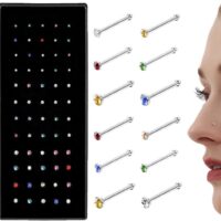 Straight L Shaped Stainless Steel Nose Studs Rings Piercing Pin Body Jewelry 20G-22G 1.5Mm 2Mm 2.5Mm