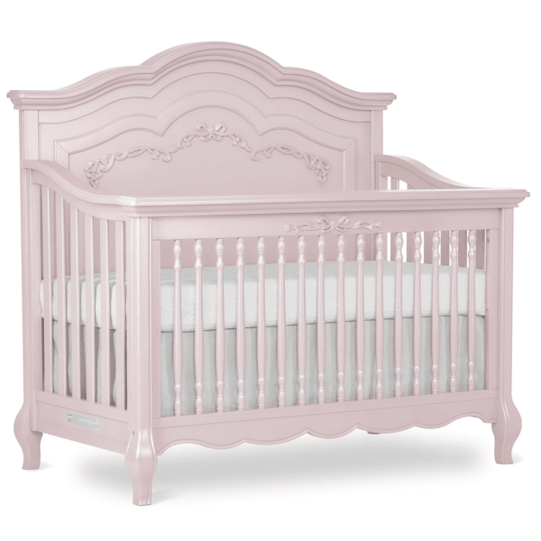 Aurora 5-In-1 Convertible Crib in Dusty Rose, Greenguard Gold Certified, Features 3 Mattress Height Settings, Sturdy and Spacious Baby Crib, Wooden Furniture