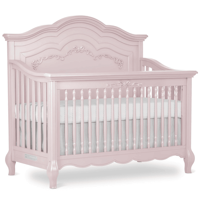 Aurora 5-In-1 Convertible Crib in Dusty Rose, Greenguard Gold Certified, Features 3 Mattress Height Settings, Sturdy and Spacious Baby Crib, Wooden Furniture
