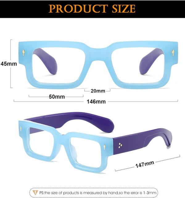 Square Thick Frame Glasses for Women Men Chunky Rectangle Blue Light Glasses Non Prescription Eyeglasses - Image 7
