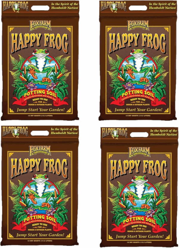 Happy Frog Potting Soil, 12Qt (Pack of 4) - for Indoor/Outdoor Container Plants, Improves Root Efficiency, Ph Adjusted for Optimal Nutrient Uptake - Contains Microbes and Humic Acids