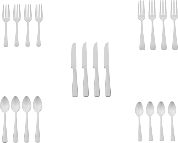 20-Piece Stainless Steel Flatware Set with Square Edge, Service for 4, Silver - Image 5