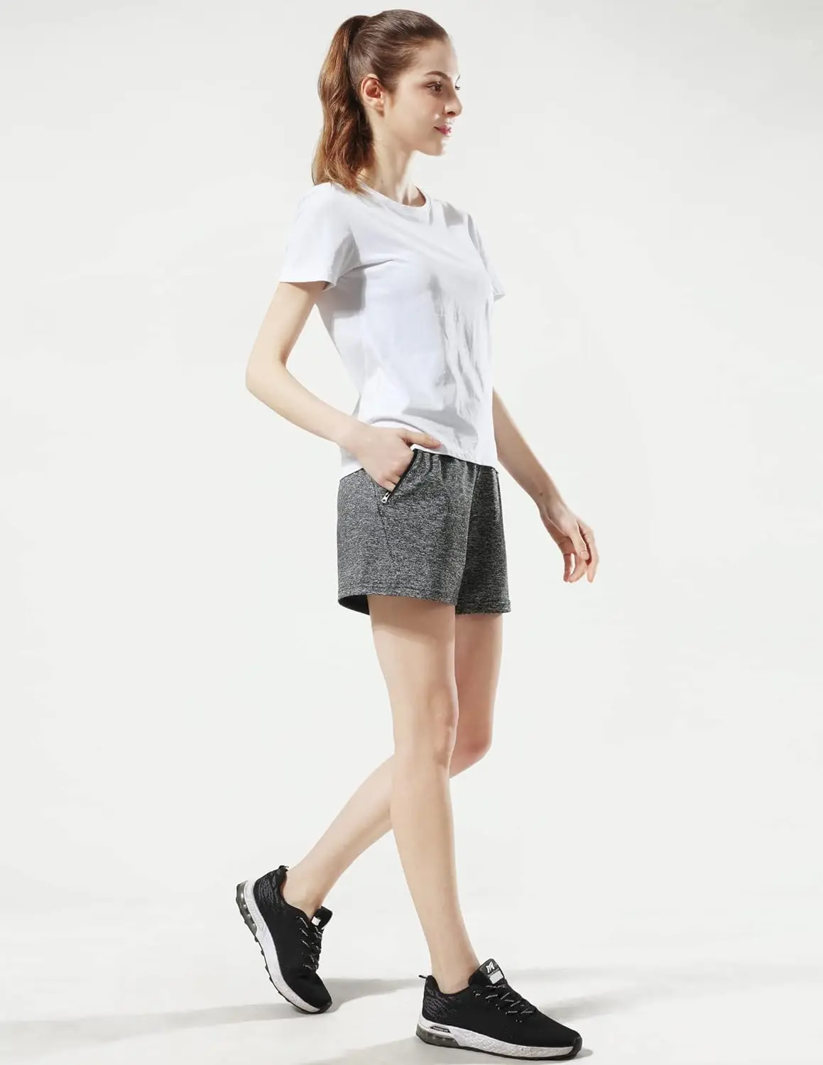 5 Pack: Womens Workout Gym Shorts Casual Lounge Set, Ladies Active Athletic Apparel with Zipper Pockets - Image 5