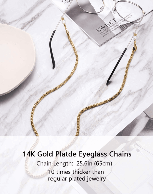 Glasses Chain, Eyeglass Strap for Women Sunglasses - 14K Gold Eyeglasses Chain, Eye Glasses Holders around Neck - Image 2