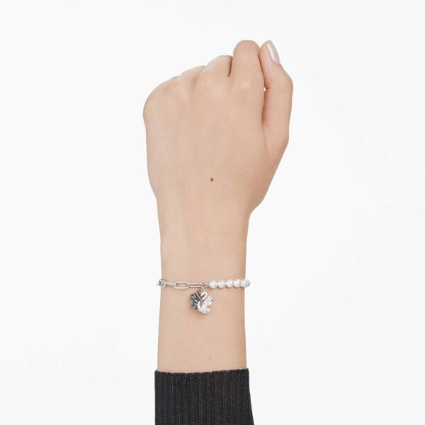 Swan Bracelet, Crystal Pearl, Swan, Black, Rhodium Finish - Image 6