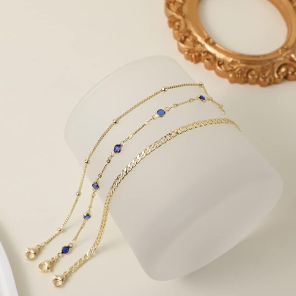 Gold Bracelets for Women 14K Gold Jewelry for Women Cute Heart Beaded Bracelets for Women Lip Cuban Link Paperclip Chain Anklet Dainty Bracelet Pack Gifts for Women Girls - Image 6