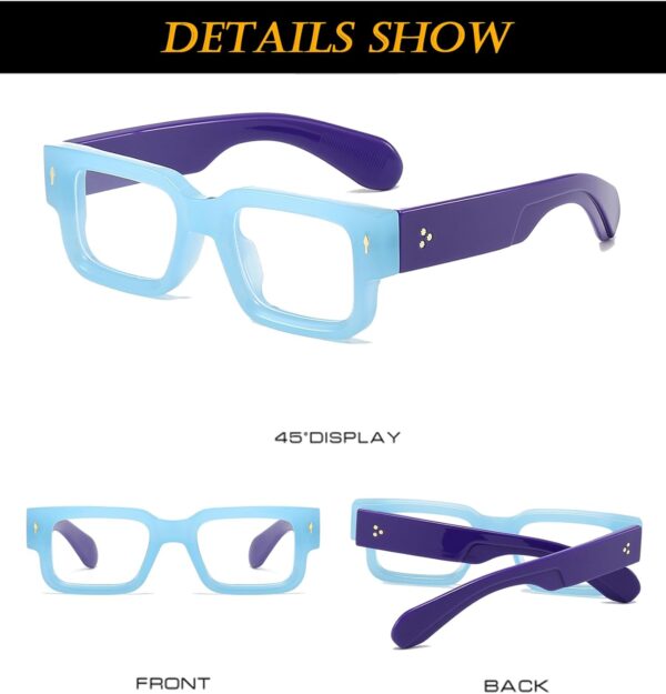 Square Thick Frame Glasses for Women Men Chunky Rectangle Blue Light Glasses Non Prescription Eyeglasses - Image 6