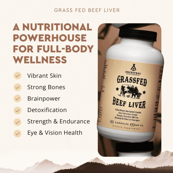 Grass Fed Beef Liver 180 Capsules, Supports Energy Production, Detoxification, Digestion, Immunity and Full Body Wellness, Non-Gmo, Freeze Dried Liver Health Supplement - Image 4
